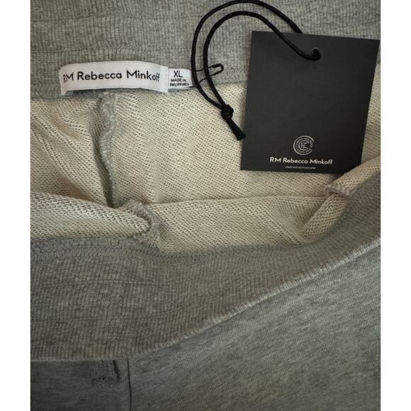 RM Rebecca Minkoff XL Grey Cotton Sweatpants Drawstring Ribbed Cuffs NWT - Picture 9 of 10